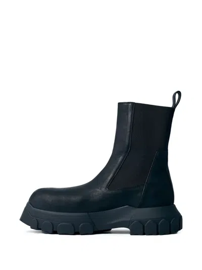 Rick Owens Beatle Tractor Suede Chelsea Boots In Black