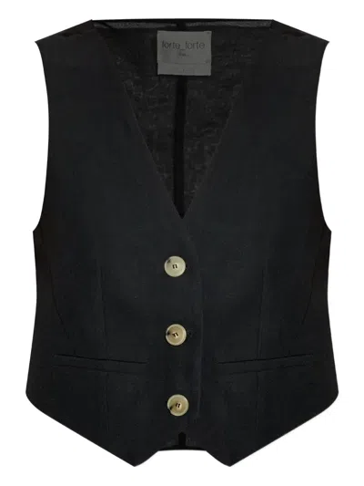 Forte Forte Button-front Waistcoat In Black