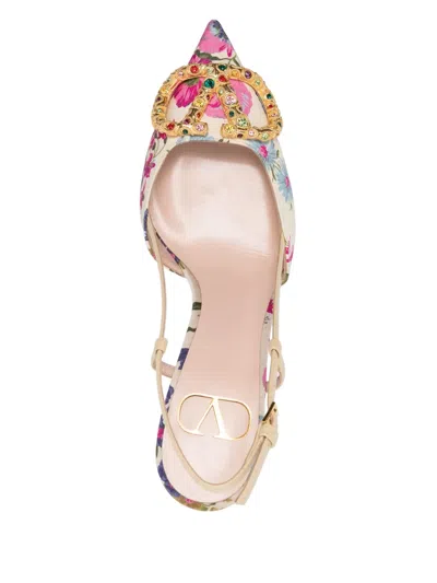 Valentino Women's Elegant Leather Heeled Shoes In Neutrals