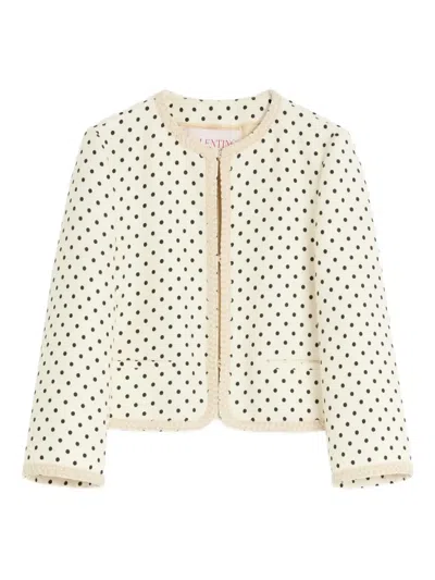 Valentino Supergran Polka Dot Printed Blazer In White