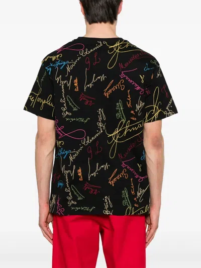 Bode Black Signature Scrawl Boxy T-shirt In Black Multi