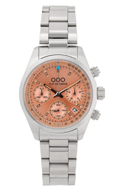 Out Of Order Sporty Chronograph Bracelet Watch, 40mm In Peach