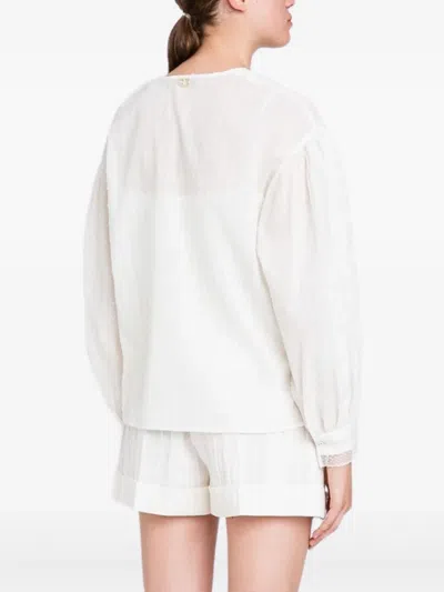 Twinset Twin-set White Cotton Blend Sweater In White