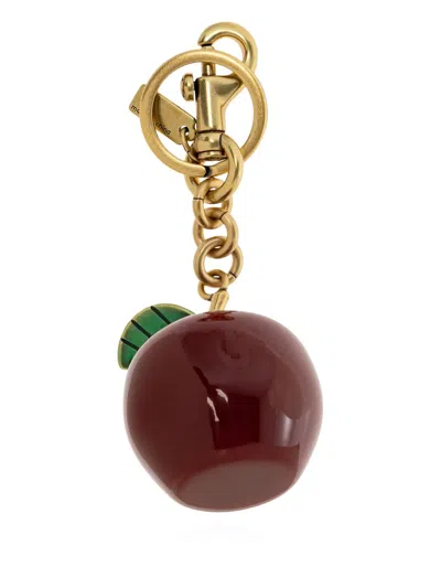 Coach Small Apple Bag Charm Keyrings Multicolor In Gold
