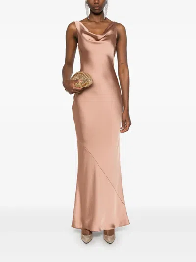 Norma Kamali Brown Maria Gown In Neutral