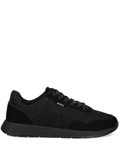 Hugo Boss Fabric Low-top Sneakers Featuring Unique Sole In Black