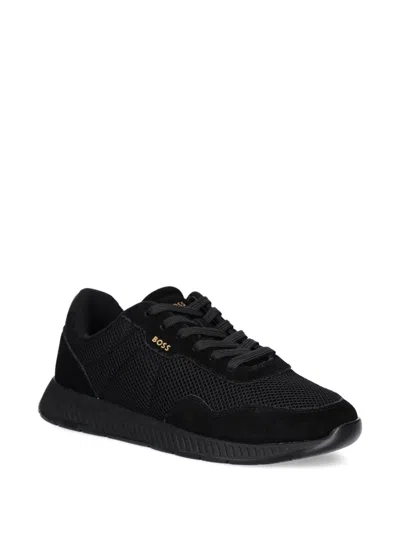 Hugo Boss Fabric Low-top Sneakers Featuring Unique Sole In Black
