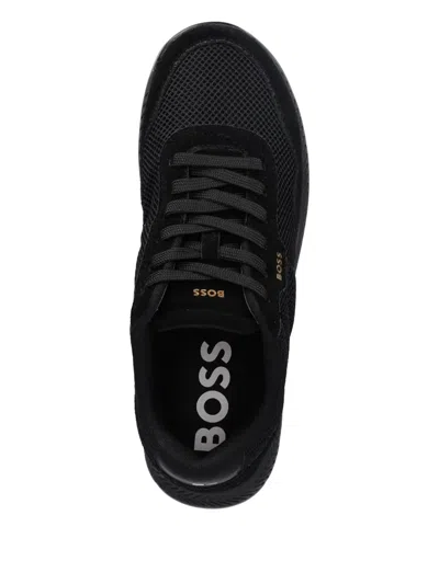 Hugo Boss Fabric Low-top Sneakers Featuring Unique Sole In Black