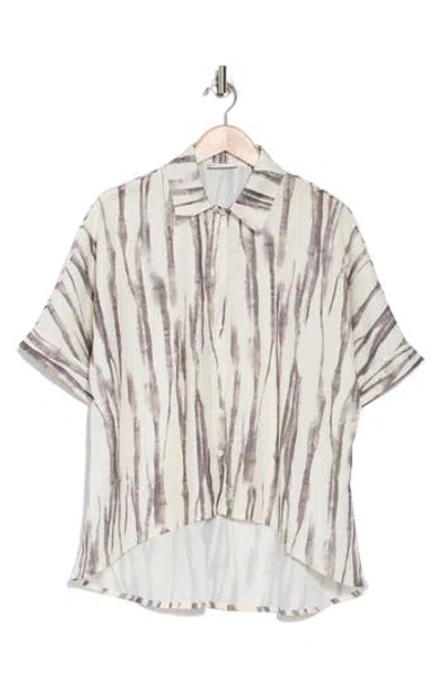 Patrizia Luca Patterned High-low Button-up Shirt In Grey