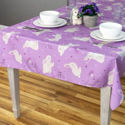 Northlight 70" Purple Easter Bunny Rectangular Tablecloth In Purple