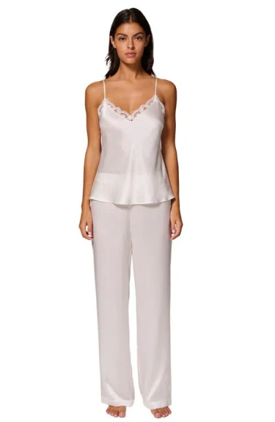 Simone Perele Love Me Lace Trim Silk Blend Camisole In Ivory