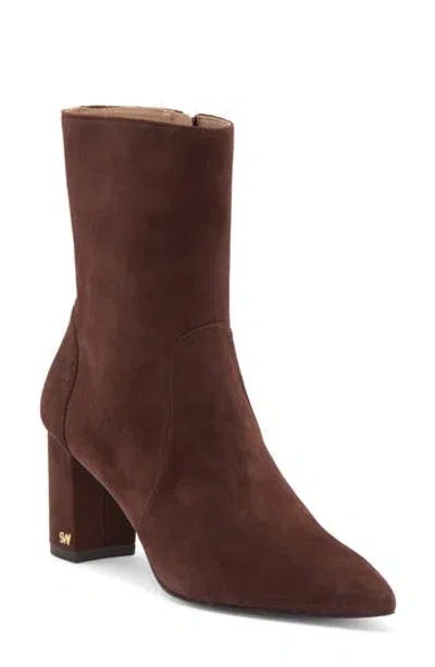 Stuart Weitzman Renegade Block Heel Bootie In Walnut