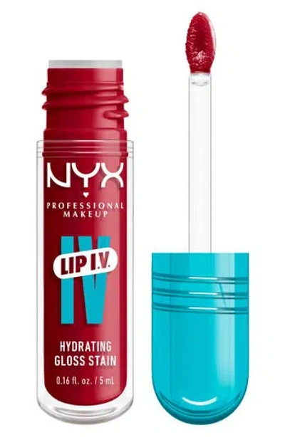 Nyx Professional Makeup Lip I.v. Hydrating Lip Gloss Stain In Red-y Set Wet