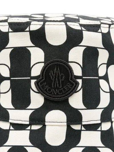 Moncler Reversible Cotton Canvas Bucket Hat In Black