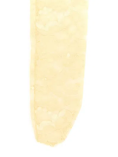 Valentino Garavani Cream Stretch Lace Socks In Yellow