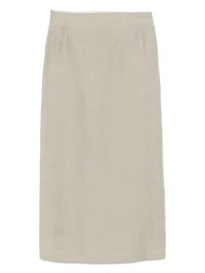 侧开衩中长半身裙