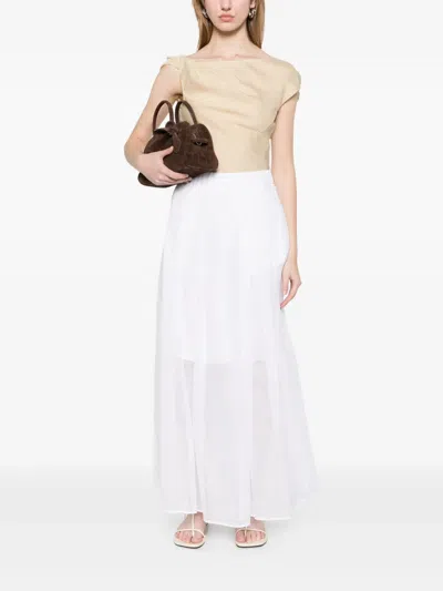 Iris Von Arnim Linen Midi Skirt In White