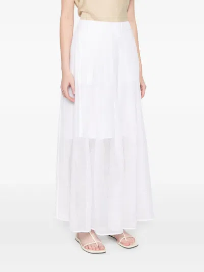 Iris Von Arnim Linen Midi Skirt In White