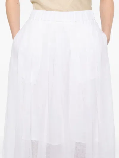 Iris Von Arnim Linen Midi Skirt In White