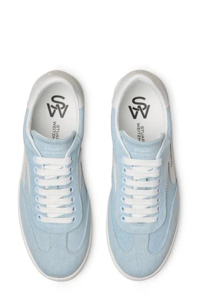 Stuart Weitzman Low Top Runaround Sneakers With Suede Finish In Blue