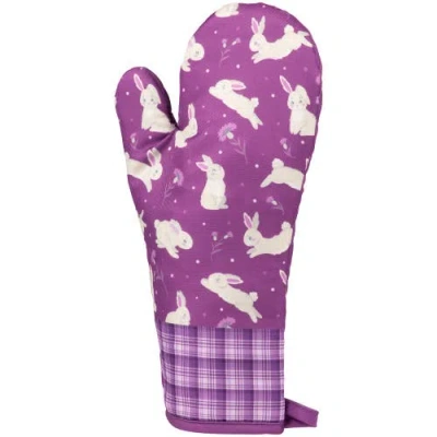 Northlight Hopping Bunnies Plaid Easter Kitchen Oven Mitts In Purple