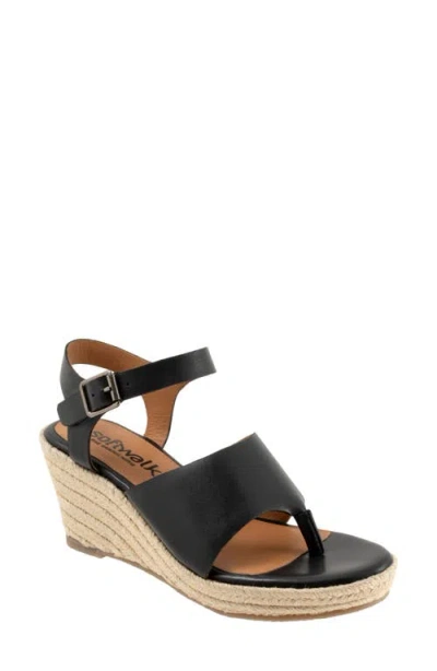 Softwalk ® Hilo Ankle Strap Espadrille Platform Wedge Sandal In Black