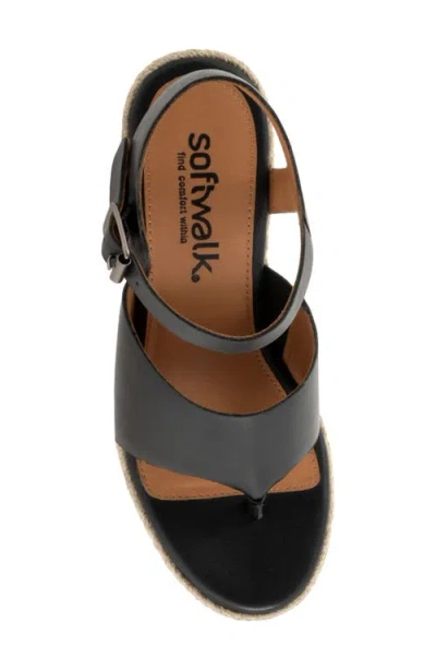 Softwalk ® Hilo Ankle Strap Espadrille Platform Wedge Sandal In Black