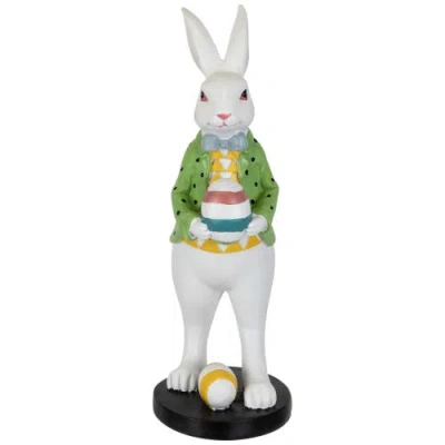 Northlight Rabbit Holding Easter Egg Outdoor Garden Statue In Multi