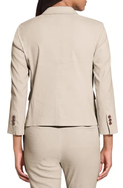 Theory Shrunked Crop Linen Blend Blazer In Straw