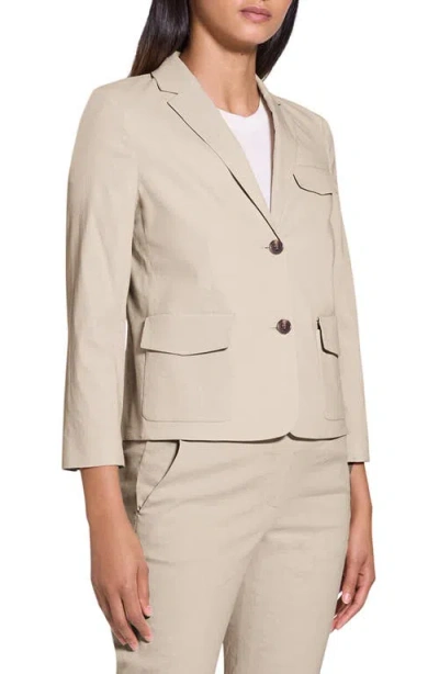 Theory Shrunked Crop Linen Blend Blazer In Straw