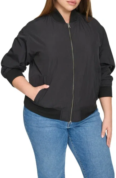 Levi's Trendy Plus Size Lightweight Zip-front Bomber Jacket In Black