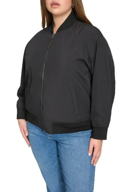 Levi's Trendy Plus Size Lightweight Zip-front Bomber Jacket In Black