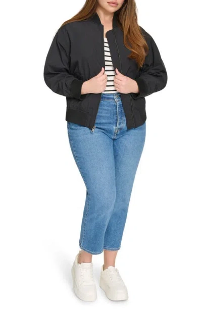 Levi's Trendy Plus Size Lightweight Zip-front Bomber Jacket In Black
