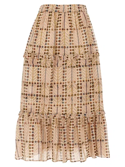 Isabel Marant Étoile Tiered Beige Skirt With Ruffled Hems In Beige