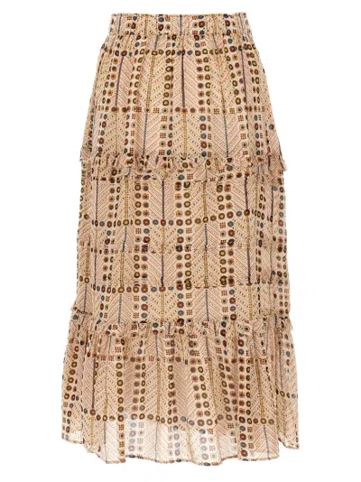 Isabel Marant Étoile Tiered Beige Skirt With Ruffled Hems In Beige