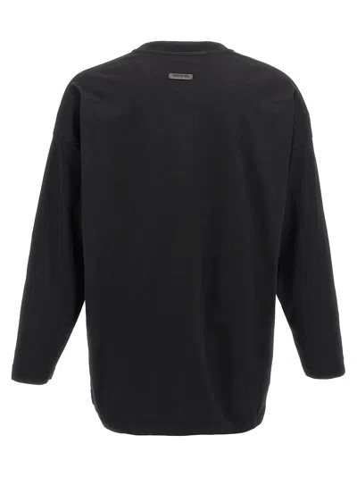 Fear Of God Black T-shirt With Eternal Print On The Front And Logo Patch On The Back In Black