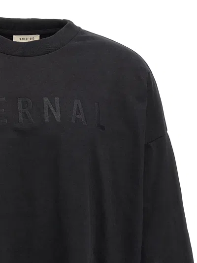 Fear Of God Black T-shirt With Eternal Print On The Front And Logo Patch On The Back In Black