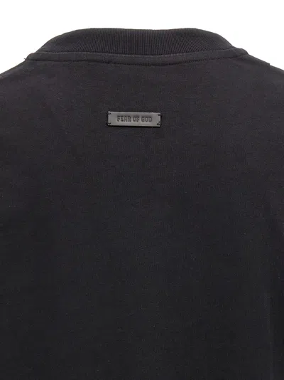 Fear Of God Black T-shirt With Eternal Print On The Front And Logo Patch On The Back In Black