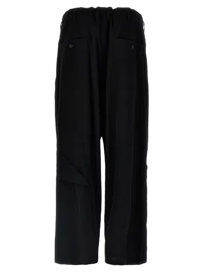Yohji Yamamoto Graphic-print Cropped Velvet Trousers In Black