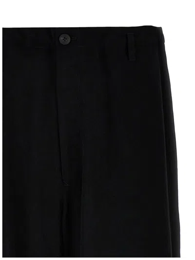 Yohji Yamamoto Graphic-print Cropped Velvet Trousers In Black