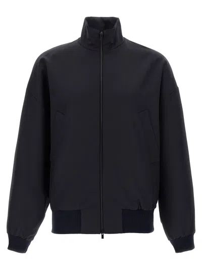 Fear Of God High-necked Jacket With Ribbed Cuffs And Hem In Blue
