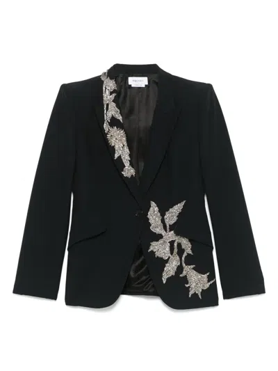 Alexander Mcqueen Embellished Padded-shoulders Blazer In Black