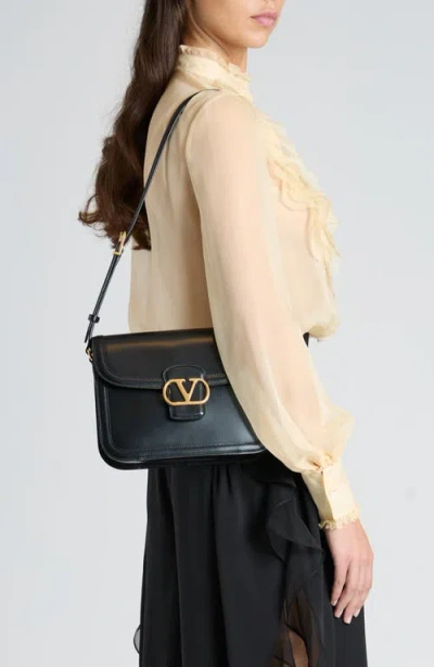 Valentino Garavani 9to5 Leather Shoulder Bag With Vlogo Signature Closure In Black