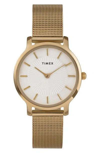 Timex Women's Quartz Analog Gold-tone Stainless Steel Watch, 34mm In Gold