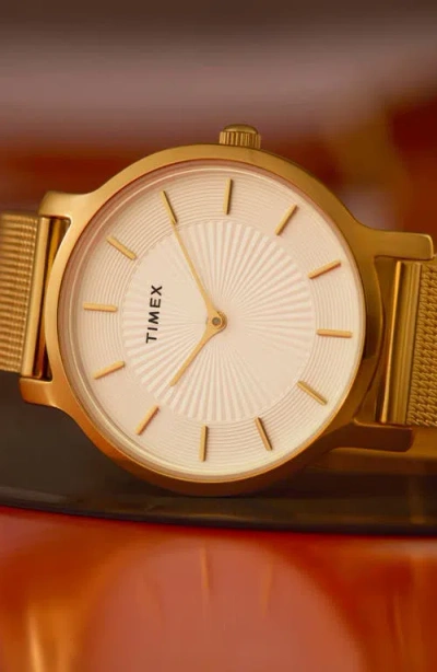Timex Women's Quartz Analog Gold-tone Stainless Steel Watch, 34mm In Gold
