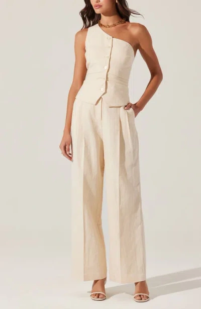 Astr Bryony One Shoulder Vest In Cream In Cream