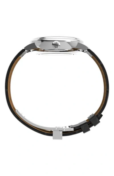 Timex Men's Mechanical Automatic Black Leather Watch, 41mm In Black