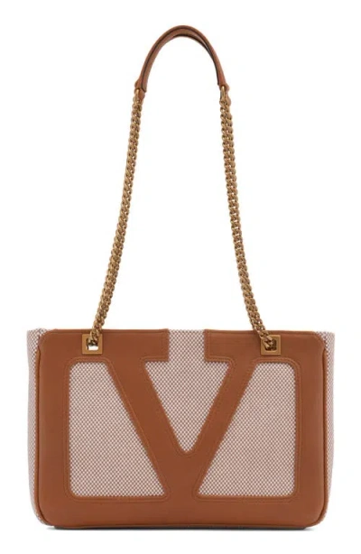 Valentino Small Tote Bag Chain Strap In 9qr Natural Tobacco/spice