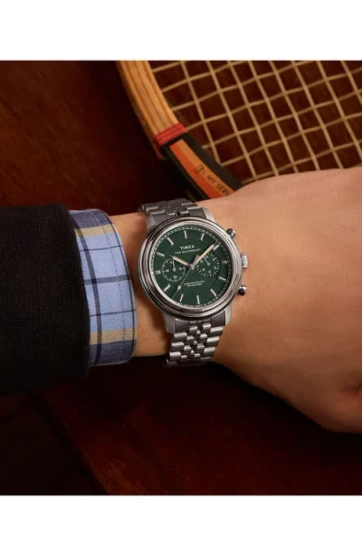 Timex Mens Green Tw2y23600 Waterbury Metropolitan Chronograph Stainless-steel Bracelet Watch In Green