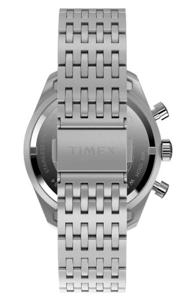 Timex Mens Blue Tw2y18500 Waterbury Traditional Chronograph Stainless-steel Bracelet Watch In Silver